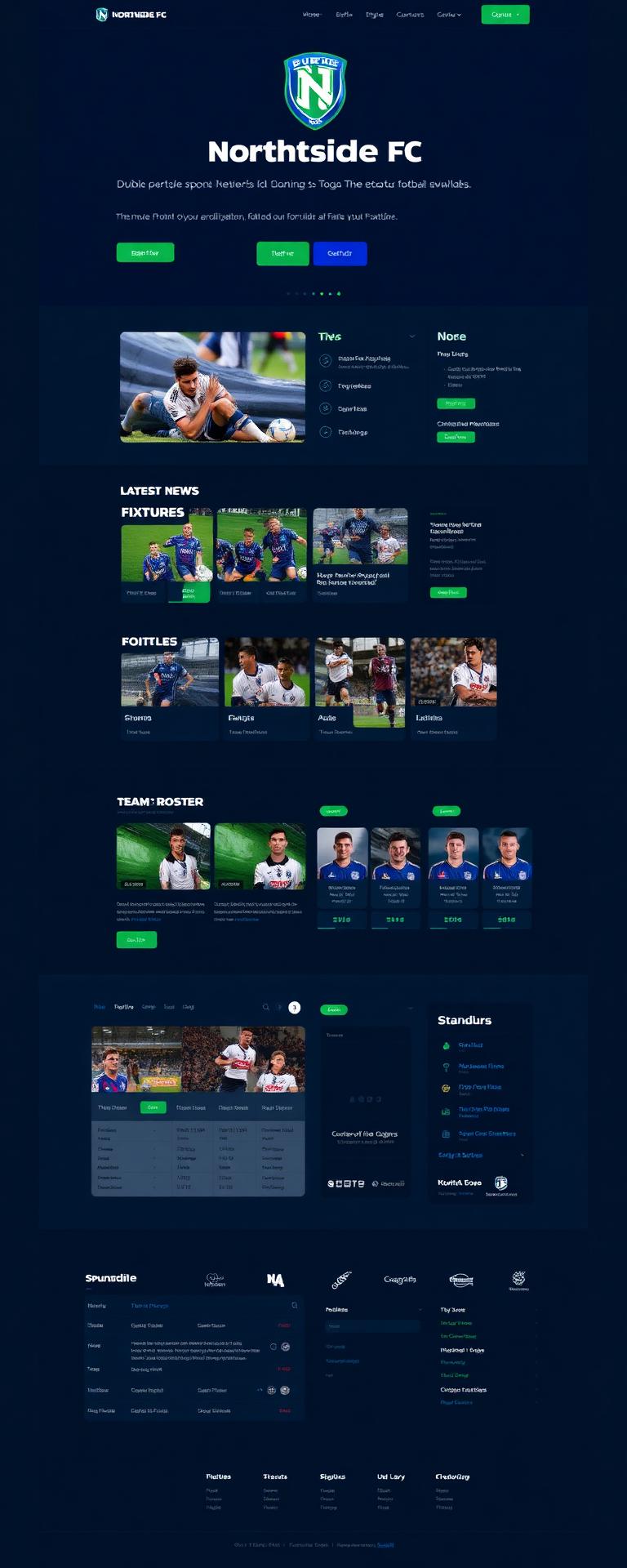 Football club website scrolling preview